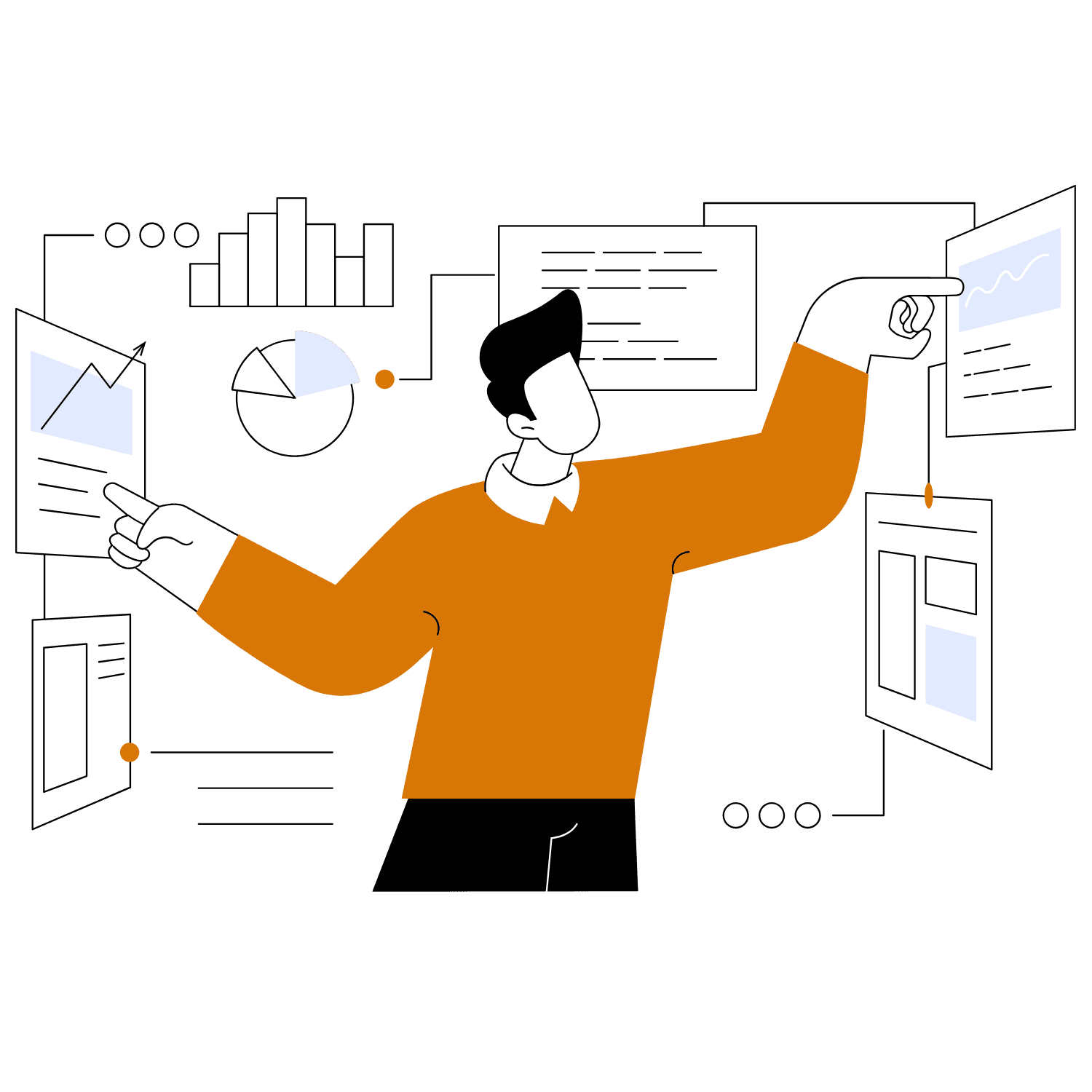 Illustration of clear marketing reports and growth tracking